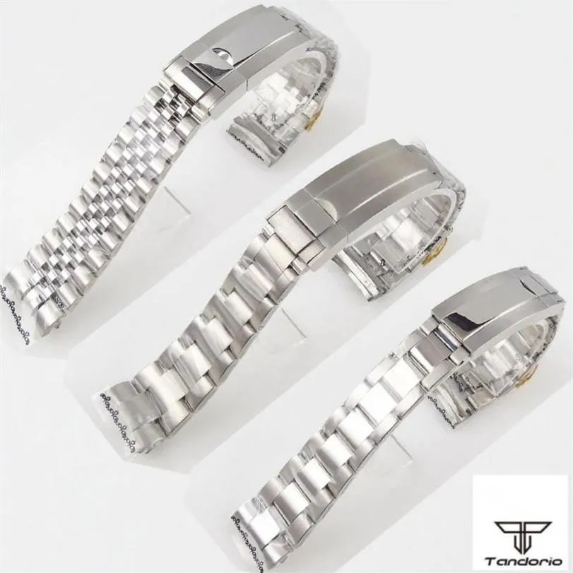 Cinturini per orologi Cinturino stile Oyster Jubilee da 20 mm Bracciale in acciaio inossidabile 904L Pezzi di ricambio Sistema di blocco scorrevole spazzolato lucido265E