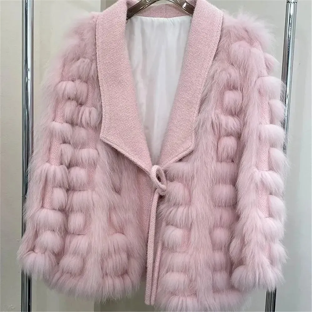 Womens Fur Faux Mink 3d Hairballs Coat Women Winter Turn Down Collar Imitation Bomber Jacket Fluffy Cardigan Lace Up Furry Tops 230928