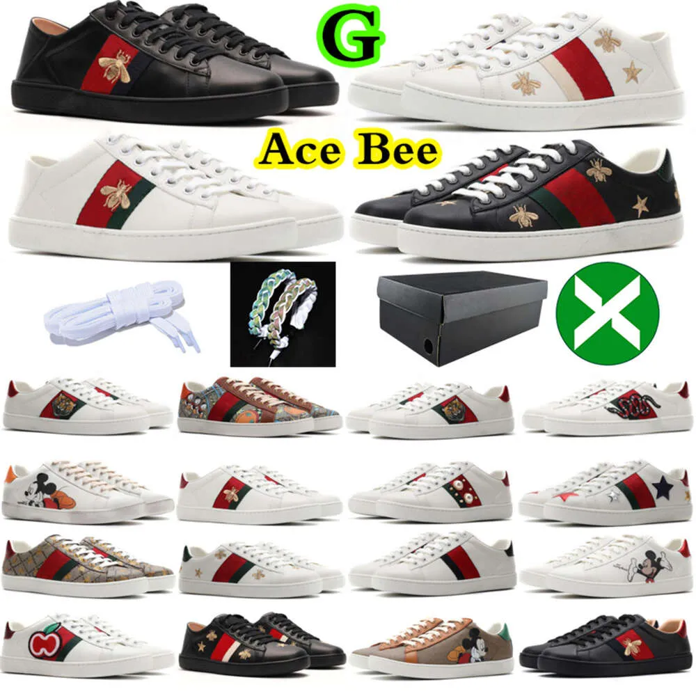 GGLIES Buty Casual Bee Ace Sneakers Low Women S Buts Sports Trainers Designer Tiger Hafted Black White Green Stripes Męs