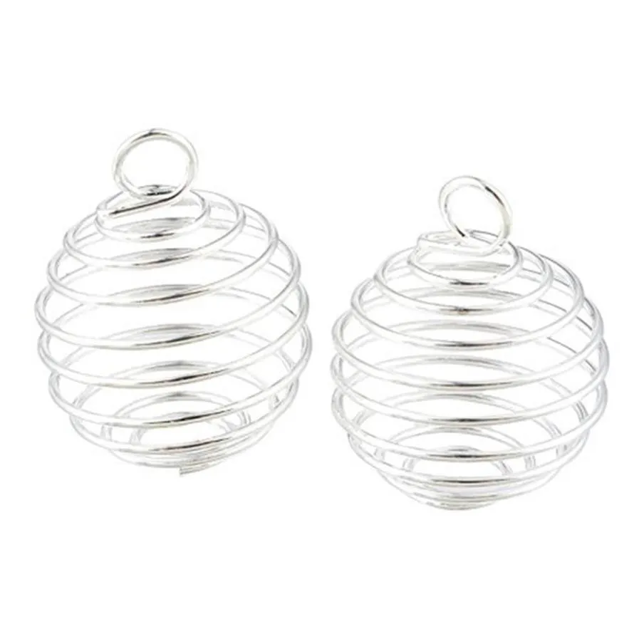 100 pièces bricolage argent spirale perle Cages pendentifs résultats de bijoux composants faits à la main fabrication de bijoux breloques 15X14MM 25X20MM 30X25MM230S