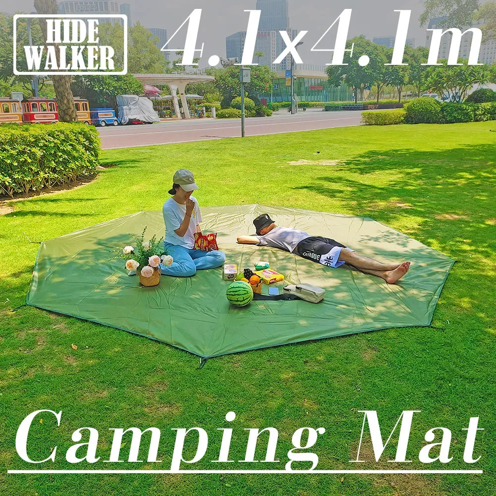 Outdoor Pads 4x4 Waterproof Camping Groundsheet Large Picnic Mat 3x3 Tent Ground Sheet Octagonal Footprint Hexagonal Big Cloth 231005