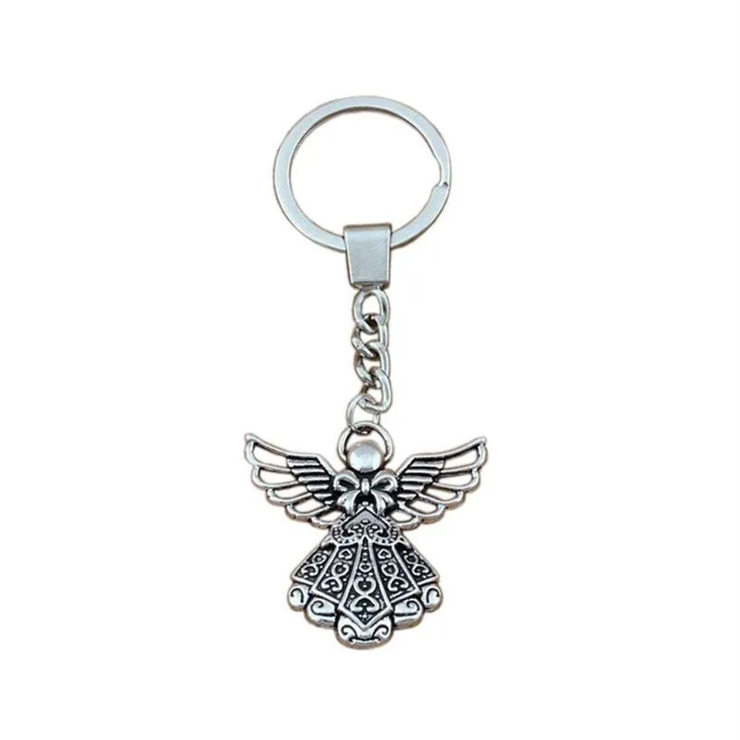 15Pcs lots Alloy Keychain Angel Charms Pendants Key Ring Travel Protection DIY Accessories 38 8x42 5mm A-453f314f