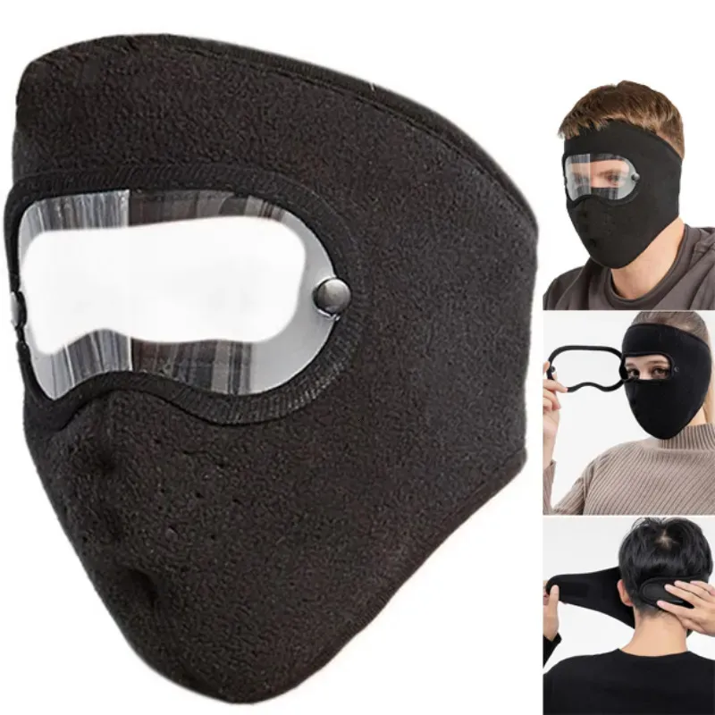 Cycling Caps Masks Windproof Anti Dust Full Face Mask Cycling Ski Breathable Masks Eye Shield HD Anti Fog Goggles Hood Cover Winter Warm Hat Cap 231005