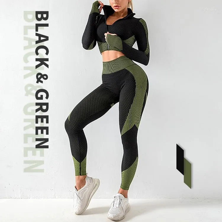 Seamless Crop Top And High Waist Leggings Set Out For Women