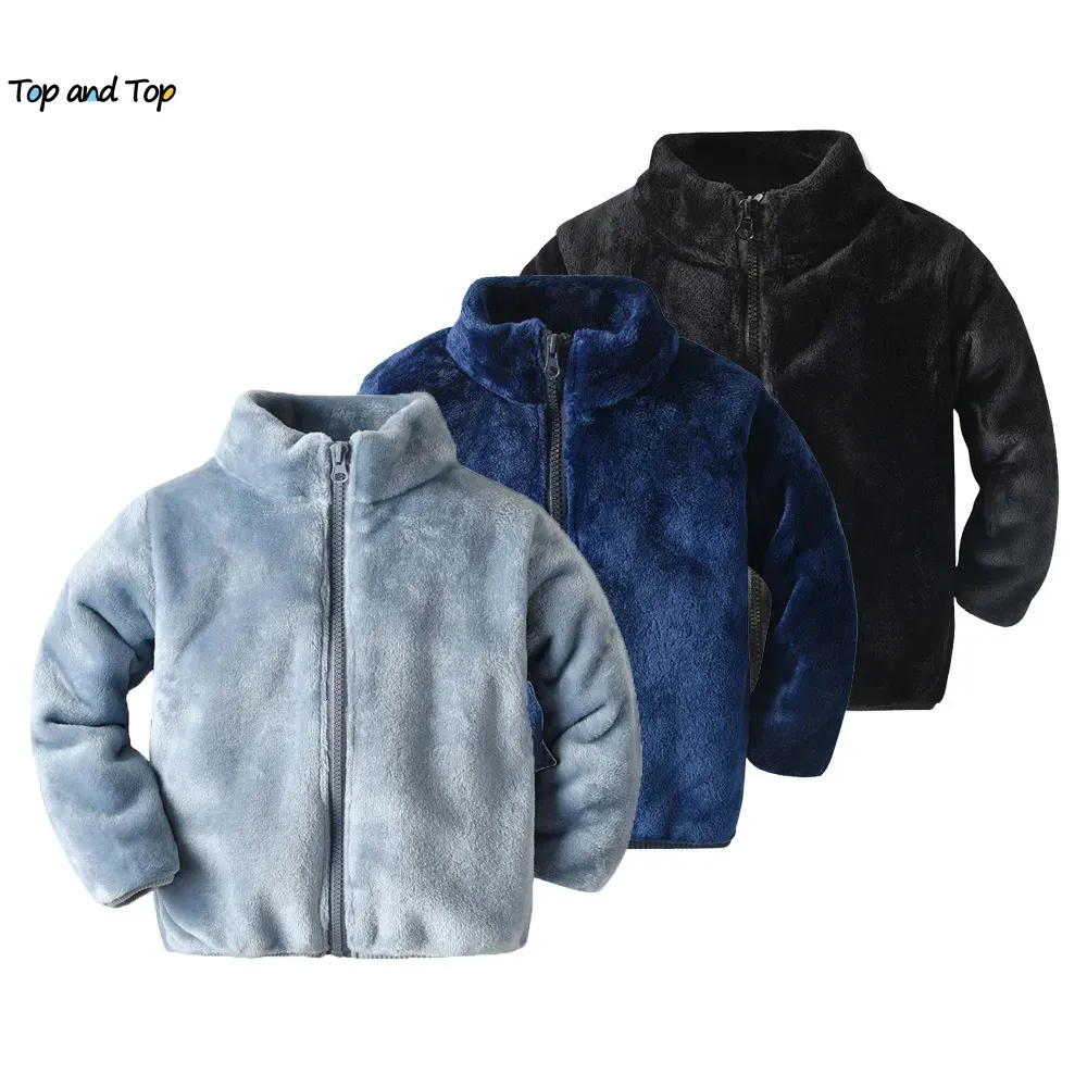 Jackets top and top Winter Baby Kids Warm Boys Girls Coats Clothes Children Flannel Fleece Zipper Jackets Infant Sweatshirt Outerwear 231005