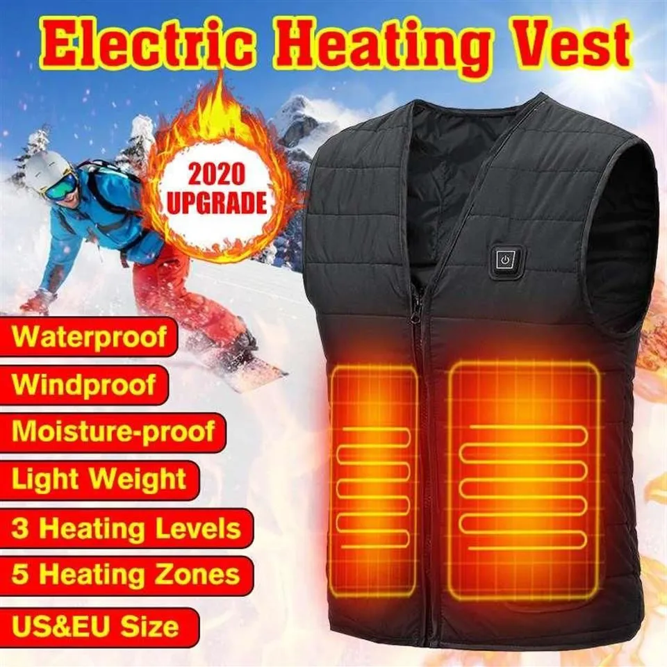 Men's Vests Men Autumn Outdoor USB 5 Places Infrared Heating Vest Jacket Winter Flexible Electric Thermal Clothing Waistcoat 282E