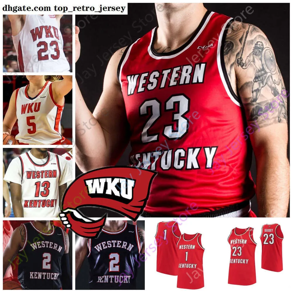 Western Kentucky Hilltoppers Basketball Jersey NCAA College Hollingsworth Charles Bassey Carson Williams Savage Anderson Camron Justice Lee