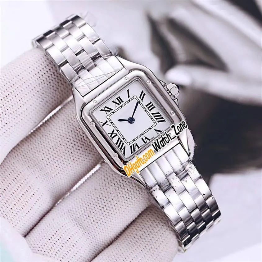 New Small Panthere de Swiss Quartz Womens Watch WSPN0006 White Dial Stainless Steel Bracelet Fashion Ladies Watches 22mm WatchZone236o