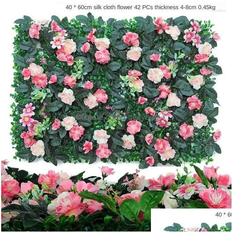 decorative flowers 3d green artificial plants wall decor panel fake lawn carpet wedding backdrop garden grass flower home decoration