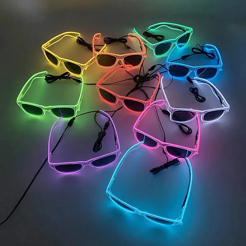 Andra evenemangsfestleveranser Fashion LED -lampor El Neon Glow Light Solglasögon Ljus upp Party Toys Glow in the Dark Neon Party Favors for Wedding 231006