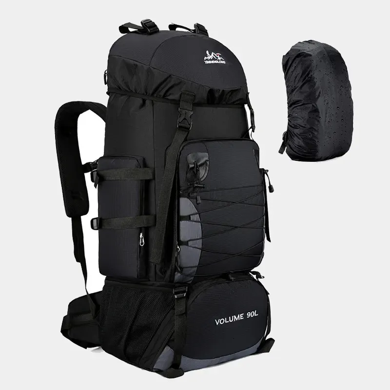 DHgate Large 80L 90L Outdoor Camping Hiking Travel Backpack with Shoulder Straps for Men and Women Trekking Climbing Traveling Bag Sports Outdoors