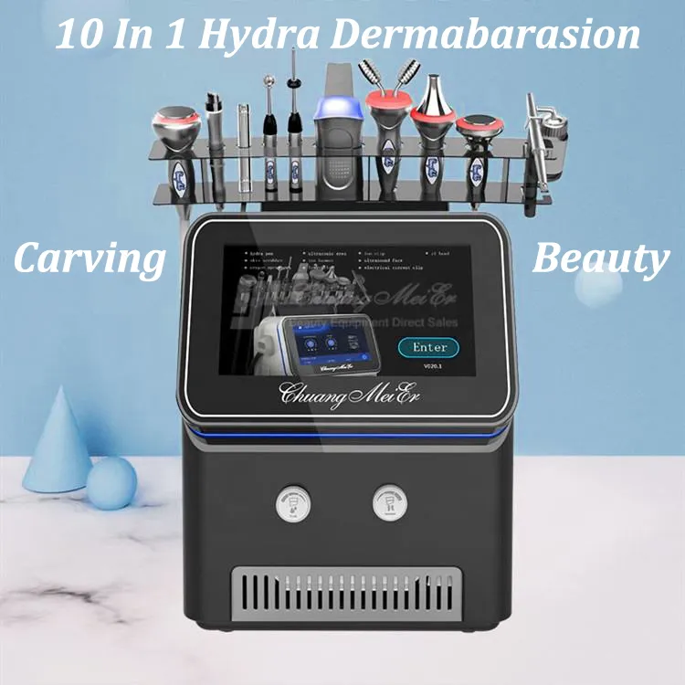 Nyaste RF Ultrasonic Facial Anti-Aging RF Skin Forska väte Syre Microdermabrasion Device Portable Home Use Salon Beauty Equipment