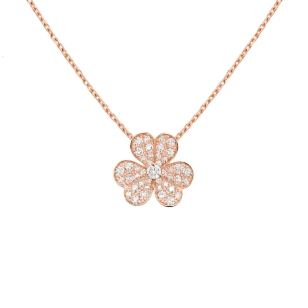 Collana Van Clef Gioielli firmati Donna Collana con ciondolo di qualità originale Trifoglio Specifiche multiple Stili Oro rosa Argento Cristallo Diamante Mini piccolo