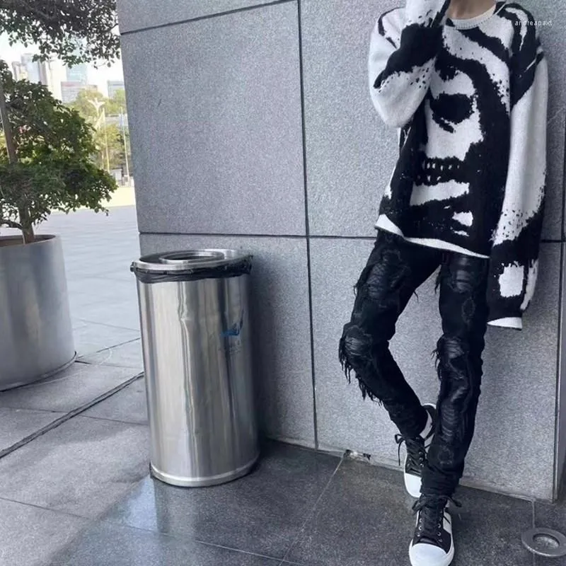 Men s Sweaters Autumn And Winter Retro Skull Jacquard Round Neck Pullover Y2K Women s Loose High Street Casual Punk Hip Hop College Men