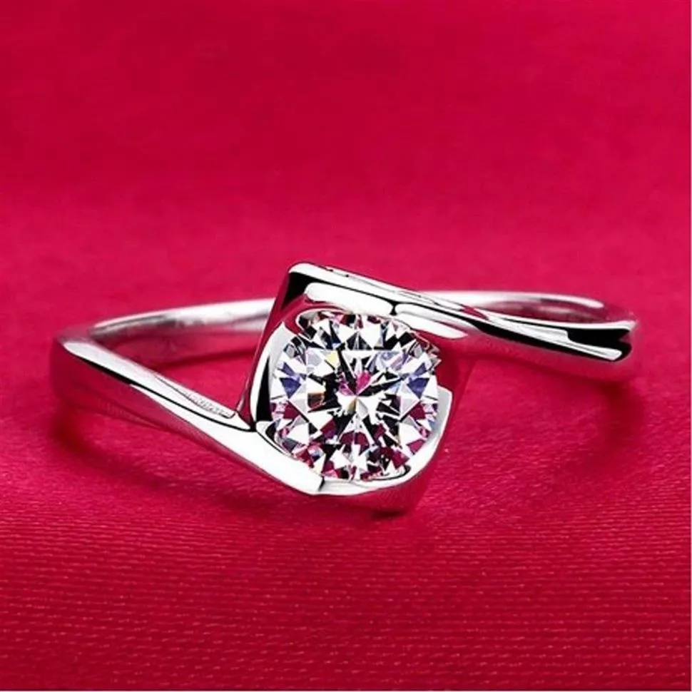 Áustria simulado anéis de diamante casamento amor luxo aneis strass jóias 925 prata banhado anel brilhante para women263i