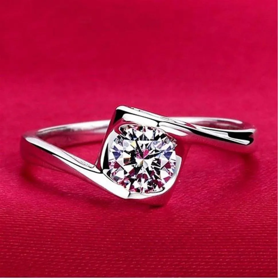 Austria Anelli di diamanti simulati Matrimonio Amore Lusso Aneis Gioielli con strass Anello in argento placcato 925 luminoso per le donne263i