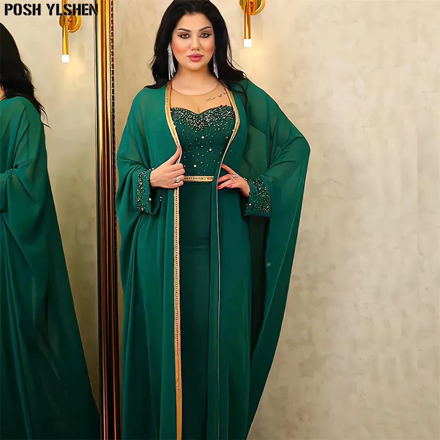 Robes de grande taille Ensemble de robe deux pièces africain pour femmes 2023 Islam Abaya Nigeria Sexy maille perceuse Caftan Musulman Robe Femme vêtements 231005