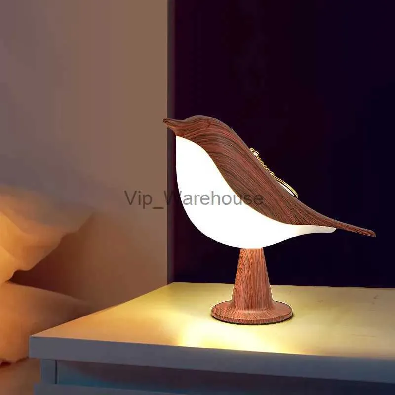 Настольные лампы Креативная прикроватная лампа «Сорока» Птица Ароматерапия Ночной свет Сенсорный переключатель Деревянная птица Спальня Настольная лампа для чтения Декор дома YQ231006