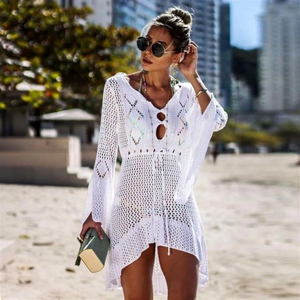 Nieuwe Sexy Cover Up Bikini Vrouwen Badpak Cover Up Badpak Strand Dragen Vrouwen Badmode Mesh Zomer Strand Jurk Tuniek robe275g