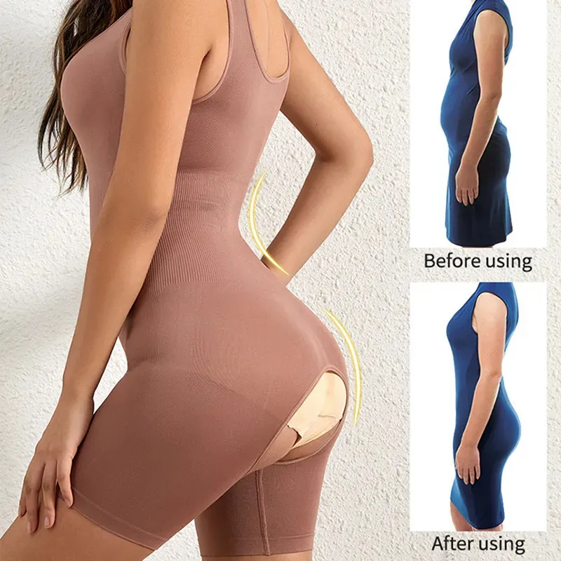 Women's Shapewear Bodysuit High Waist Tummy Control Open Crotch Tightening  Waist & Buttocks Body Shaper