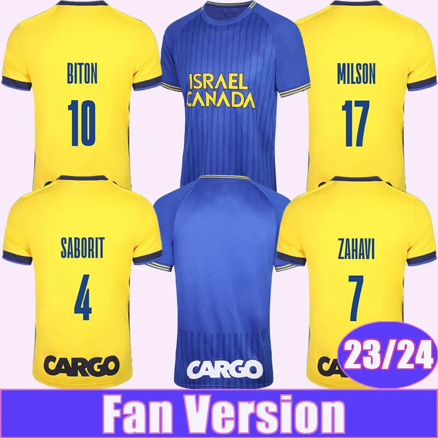 2023 2024 Maccabi Tel Aviv Herren-Fußballtrikots SABORIT ZAHAVI BITON COHEN MILSON Heim-Auswärts-Fußballtrikots Kurzarmuniformen