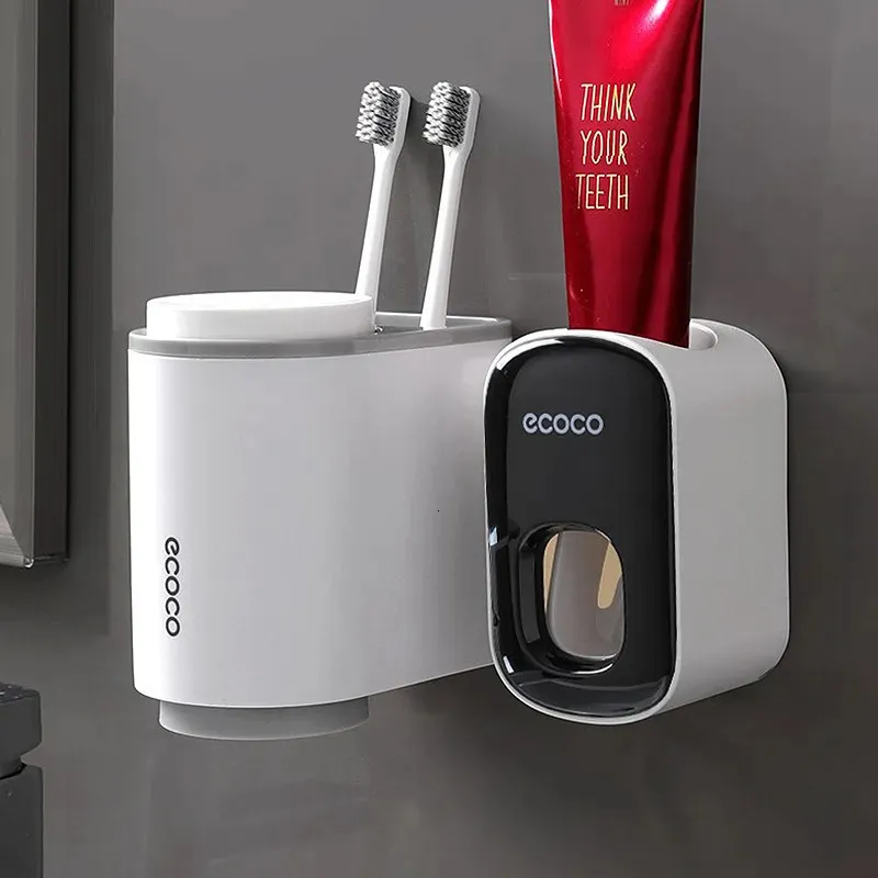 Ecoco salle de bain porte-gobelet ensemble porte-brosse à dents avec tasse porte-dentifrice distributeur salle de bain organisateur brosse à dents support de rangement 231005