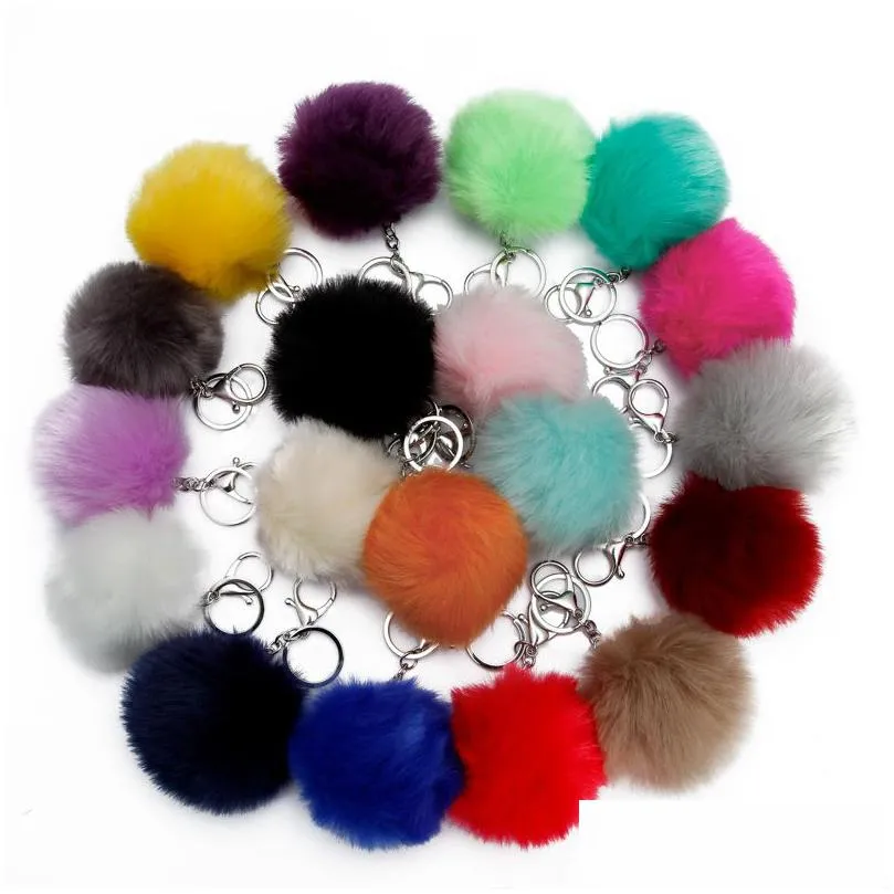 Porte-clés 8 cm bibelot pompons porte-clés fausse fourrure de lapin porte-moelleux pour boules de pom accessoires esthétiques porte-clés bijoux Mak Dhgarden Dhmp6