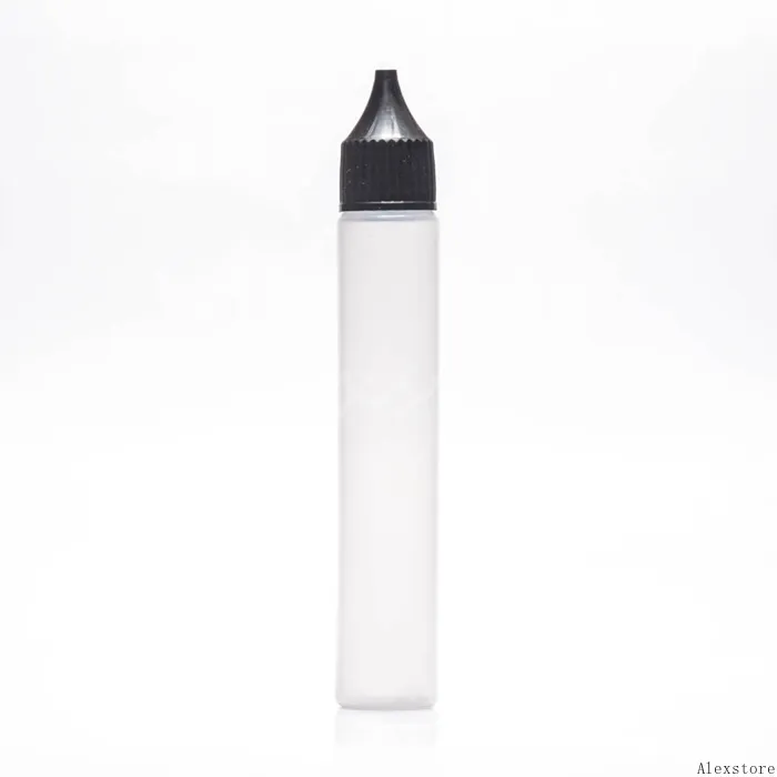 30ml garrafas vazias caneta fina estilo óleo plástico pe garrafa longa ponta fina conta-gotas garrafa branco preto tampas varejo