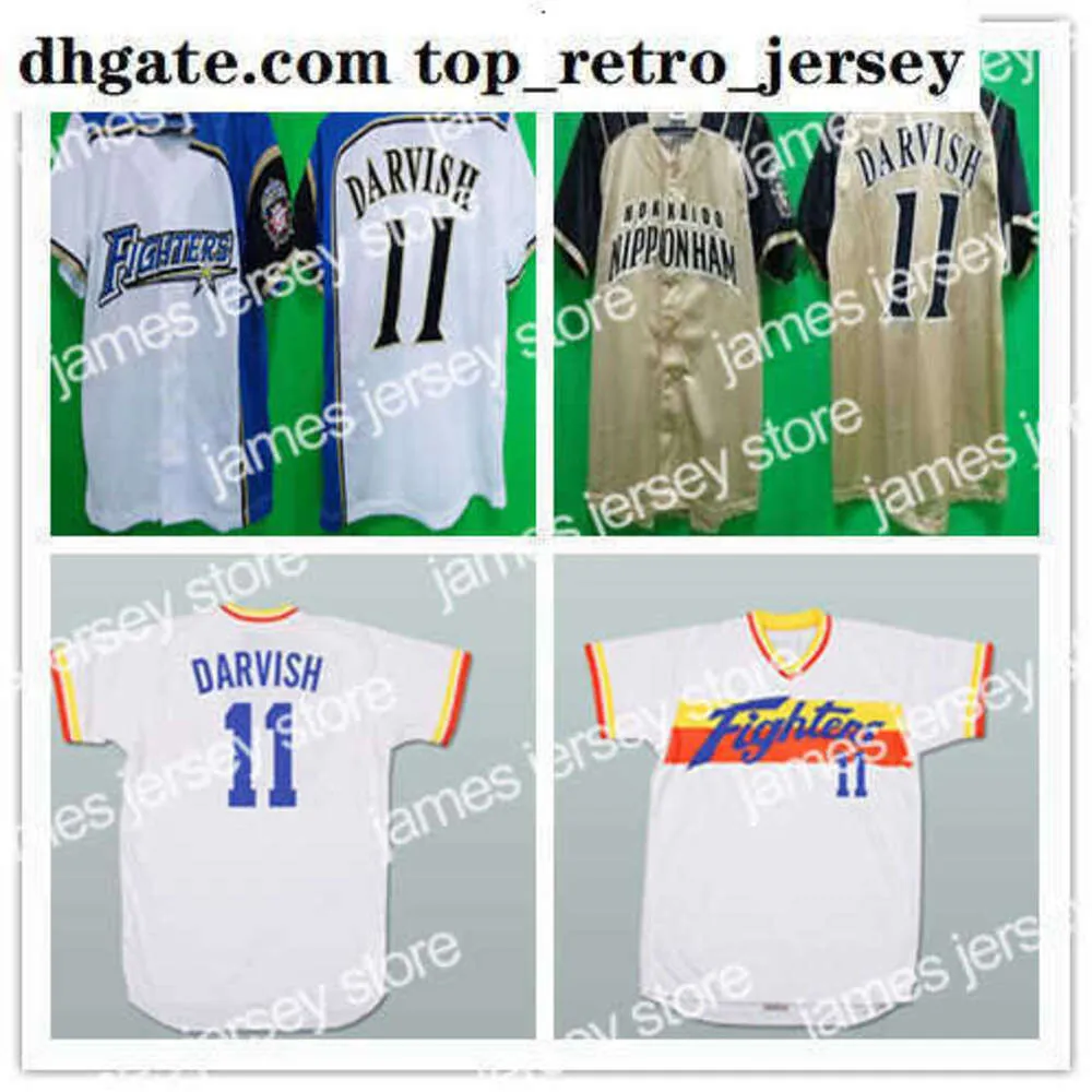 Collège porte des maillots personnalisés 11 Yu Darvish Hokkaido Nippon-Ham Fighters Baseball jaune blanc point alternatif