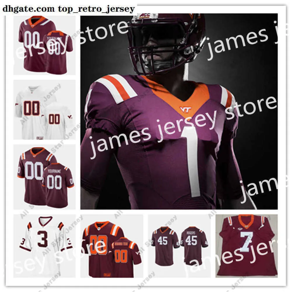 American College Football Wear Mens Custom NCAA Virginia Tech Hokies Football Jersey 49 Tremaine Edmunds 22 Terrell Edmunds 4 Tim Settle 31 Brandon Facyson 57 Wyatt T