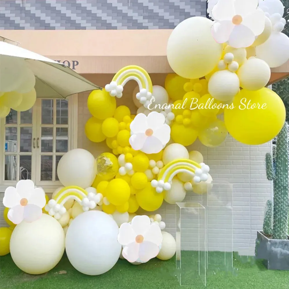 Other Event Party Supplies White Daisy Balloon Wreath Kit Wedding Birthday Party Decor Yellow Pink Purple Blue Latex Balloon Baby Shower Decorative Balloon 231005