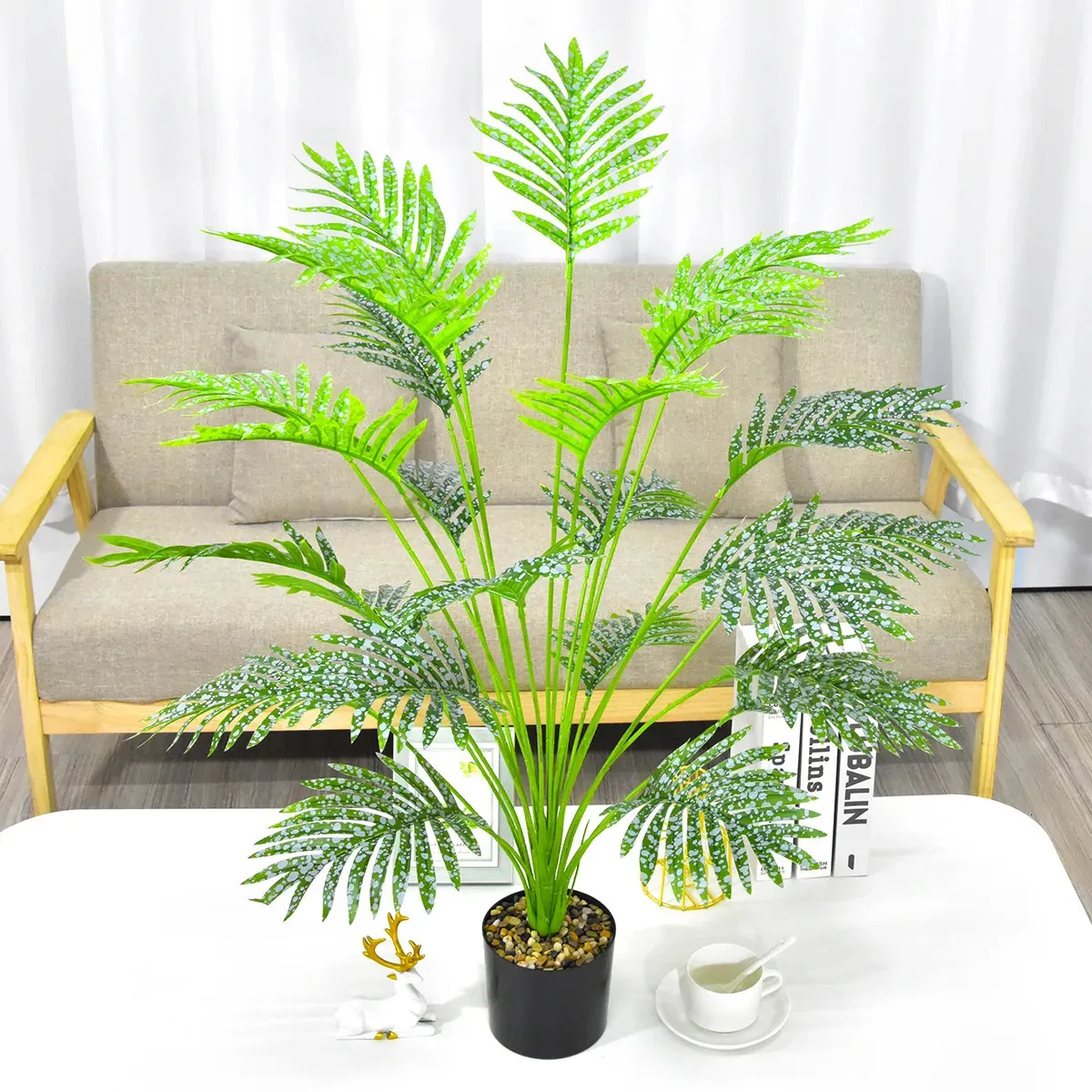 Palmera Artificial grande de 125cm, rama de plantas tropicales, hojas  falsas de plástico, Monstera verde para decoración de Navidad, jardín y  habitación del hogar