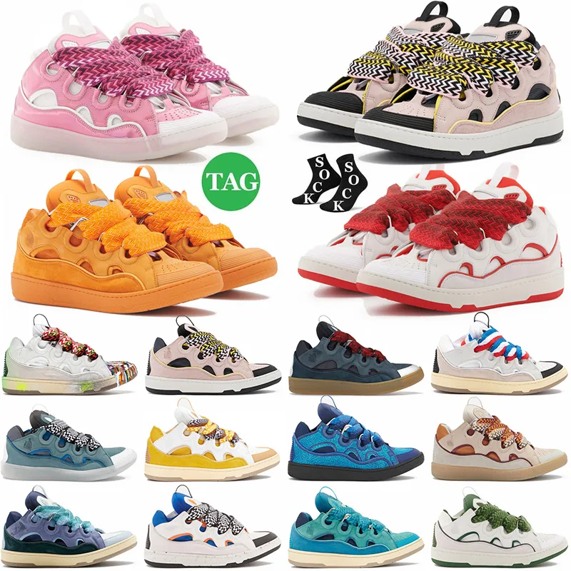 Nieuwe collectie Designer Lavin Mesh Schoenen Heren Dames Veterschoenen Buitengewone Reliëf Lavins Leather Curb Sneakers Kalfsleer Rubber Nappa platform Rubberen zool Lavinas Logo