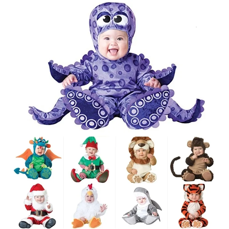 Rompers Purim Dress Christmas Cartoon Baby Boys Girls Halloween Dinosaur Costum Romper Kids Clothing Set Toddler Co-Splay Triceratops 231005