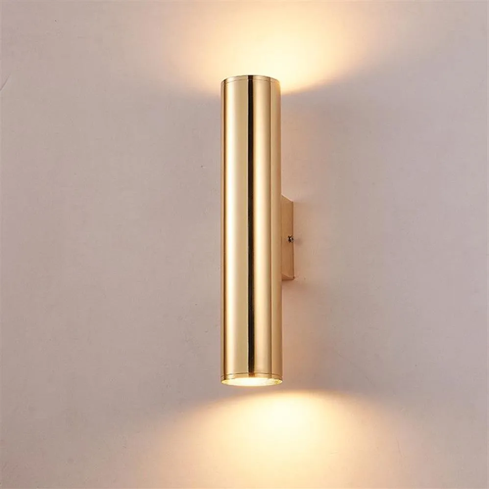 Aluminum Pipe Wall Lamps Gold Bedside Light Vintage Metal Wall Sconce Industrial Aisle Loft LED Wall Light Fixture Height 30CM 50C340a