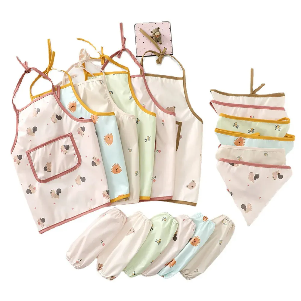 Bavaglini antirigurgito 3 pezzi per bambini, grembiule impermeabile e resistente alle macchie, maniche bandana, grembiule artistico, accessori per bavaglini 6-36 mesi 231006