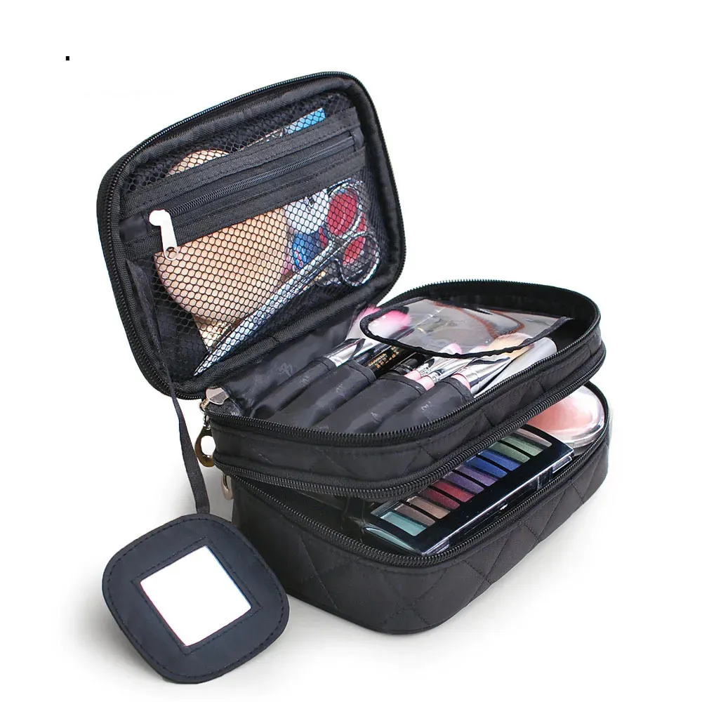 Sacs à cosmétiques Étuis Sacs à cosmétiques pour hommes et femmes Double couche Grande capacité Organisateur étanche et pratique Sac de lavage Trousse de maquillage 231006