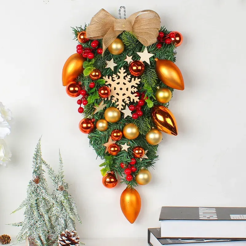 Decorações de Natal Decoração de Natal Planta Falsa Árvore de Natal Rattan Garland Floco de Neve Placa de Madeira Pendurada na Parede Decorações Criativas 231005