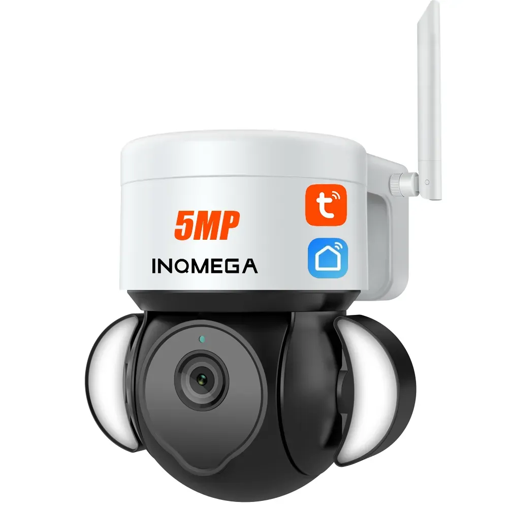 INQMEGA 5MP WiFi TUYA Smart Cloud PTZ IP Camera with Night Vision, Outdoor  WiFi Floodlight Video Surveillance Cam for Yard - Main Image