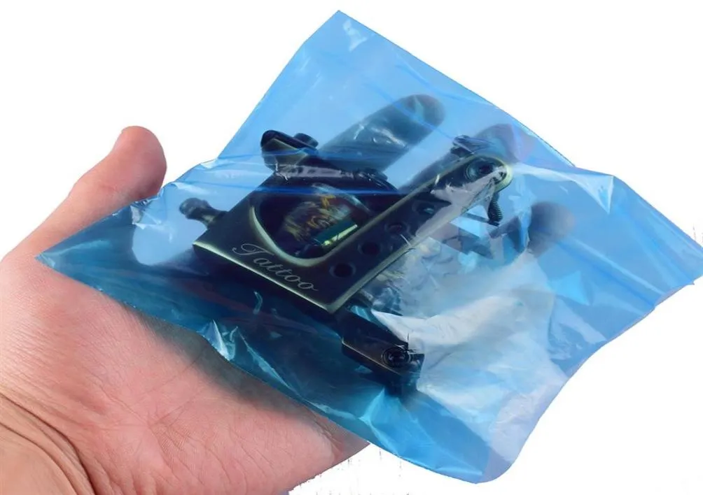 200pcsLot Safety Disposable Hygiene Plastic Clear Blue Tattoo Supplies Cover Bags Tattoo Machine Pen Cover Bag Clip Cord Sleeve T7174498