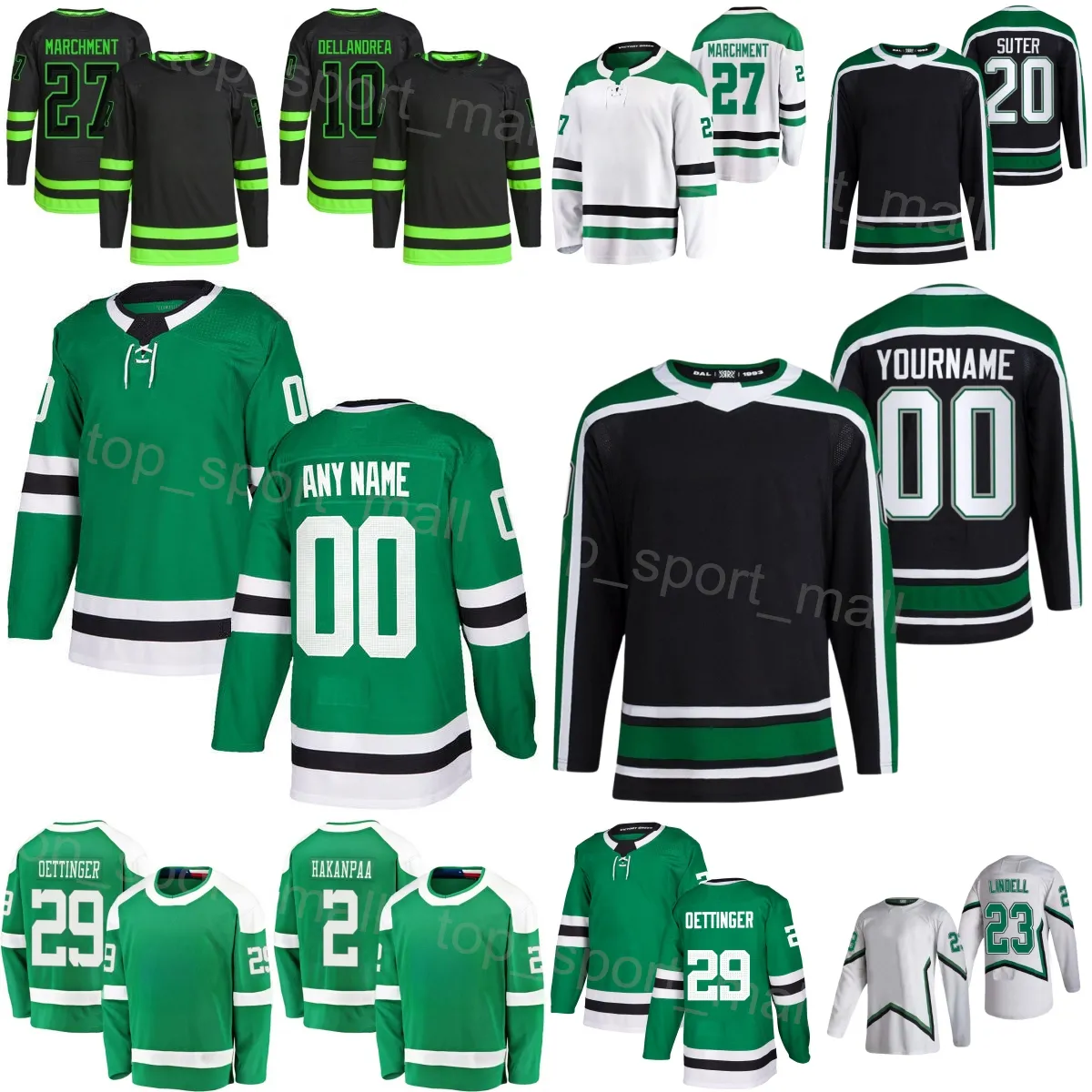 Team Hockey 27 Mason Marchment Jersey 10 Ty Dellandrea 20 Ryan Suter 29 Jake Oettinger 23 Esa Lindell 12 Radek Faksa 2 Jani Hakanpaa voor