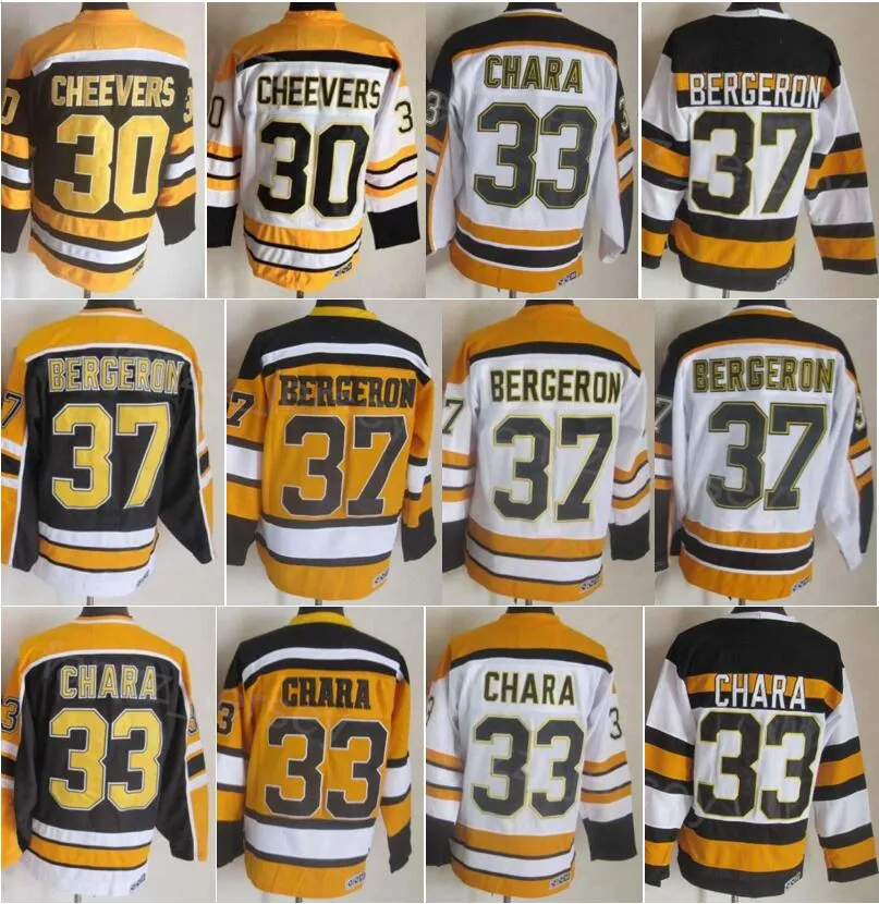 Man Vintage Hockey 33 Zdeno Chara Jersey CCM Classic 37 Patrice Bergeron 30 Gerry Cheevers 9 Johnny Bucyk 12 Adam Oates Retro Stitching 75 Anniversary Retire High