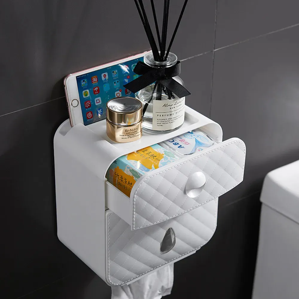 Waterproof Wall Mounted Yamazaki Toilet Paper Storage With Punch Free Plastic Roll And Towel Storage Box Bathroom Shelf Tissue Hanger Model 231005 From Hu10 15.56 DHgate.Com