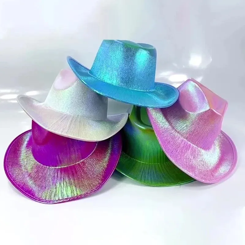 Space Hat Neon Sparkly Glitter Shiny Caps Holographic Rave Fluorescent Hats Halloween Costume Party Accessories JN12