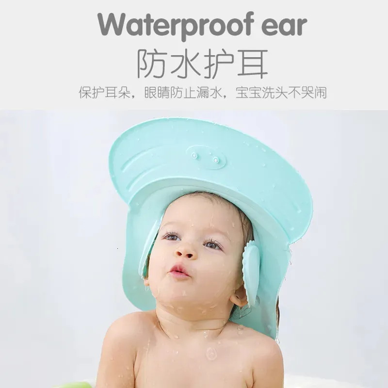 Bonnets de douche Bonnets de douche pour bébé bonnet de shampoing lavage des cheveux enfant bain visière chapeaux bouclier réglable étanche Protection des oreilles yeux enfants chapeaux infantile 231006
