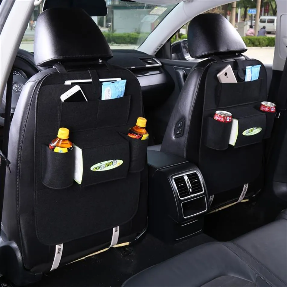 Auto Car Back Seat Storage Bag Organizer Trash Net Holder Multi-Pocket Travel Hanger för Auto Capacity Pouch Container297X