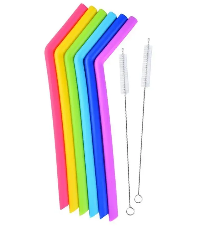 Drinking Straws Set Drink Tools Reusable Eco-Friendly Colorful Silicon Straw For Home Bar Accessories