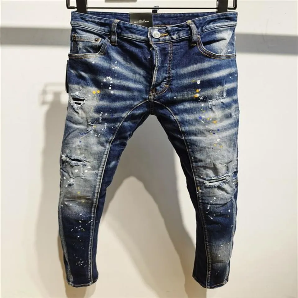 2021 Italian European and American fashion men's casual jeans high-grade washing pure hand grinding quality optimization L222m