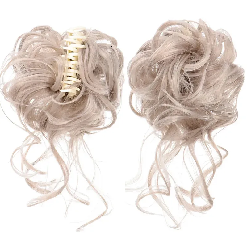 Sentetik peruklar manwei sentetik chignon dağınık kıvırcık pençe saç çörek kargaşalı sahte saç bant kuyruğu kadınlar için saç parçaları sarışın 231006