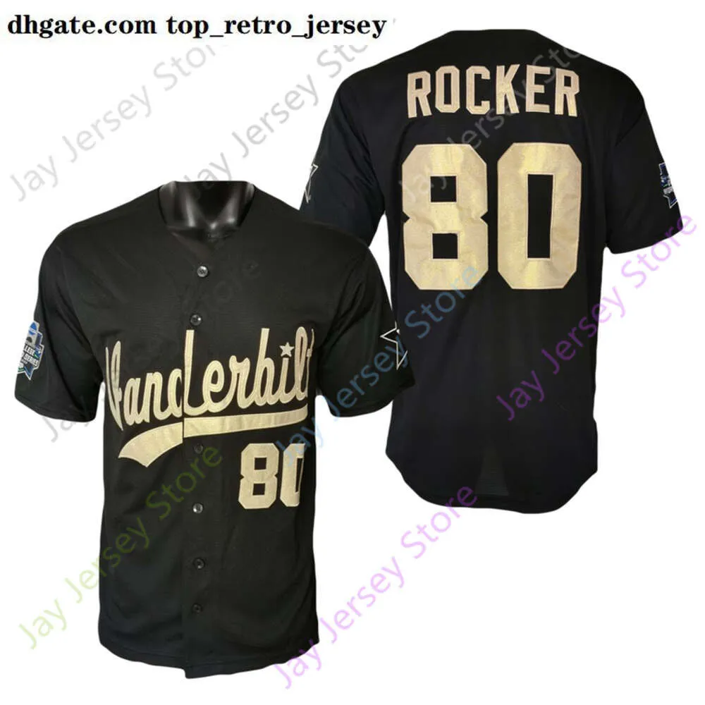 Nouveau porte le maillot Vanderbilt Commodores NCAA Baseball College Kumar Rocker noir taille S-3XL tous cousus jeunes hommes